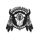 Cartel de metal LED personalizado de cráneo de búfalo, regalo occidental rústico para decoración del hogar en el salón