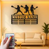 Insegna per Giocatore di Lacrosse Personalizzata | Arte in Metallo LED Personalizzata | Decorazione per Camera di Atleta | Regalo per Squadra di Lacrosse