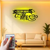Cartel de metal LED con nombre para bar de café, regalo personalizado para amantes del café, decoración de cocina o café