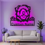 Cartel de metal LED personalizado de perro, regalo para amantes de las mascotas, decoración para salón o entrada 3
