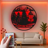 Décoration murale en métal LED personnalisée pour disc golf - Cadeau pour les golfeurs