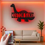 Décoration murale en métal personnalisée avec éclairage LED dinosaure pour la chambre d'enfants, cadeau unique pour les amateurs de dinosaures