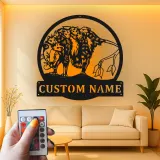Opossum LED Metallschild | Personalisierte Wildtier-Dekoration aus Virginia | Geschenk für Naturfreunde | Rustikales Cabin-Dekor