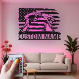 Insegna in metallo LED personalizzata per la lotta, regalo per lottatori, decorazione per man cave e sport
