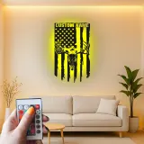 Cartel de metal personalizado con calavera de ciervo y bandera americana, regalo único para cazadores, decoración rústica para cabañas o man cave