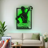 Custom Water Polo Player Led Light Metal Wall Art Personalized Sports Gift for Athletes Game Room Decor