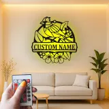 Insegna in metallo personalizzata con uccello e fiori e luce LED regalo per amanti della natura decorazione per soggiorno o giardino