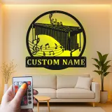 Decoración mural de metal personalizada con marimba | Letrero LED a medida para sala de música | Placa con nombre para músico | Decoración de estudio