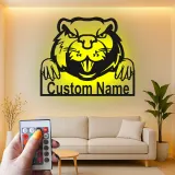 Insegna in metallo LED personalizzata con castoro - Regalo unico per amanti degli animali, decorazione per ufficio o sala giochi