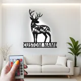 Insegna in metallo personalizzata con silhouette di cervo e luce LED regalo per amanti della natura decorazione per chalet o lodge