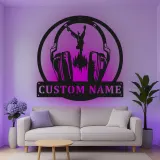 Personalisierte Breakdancer Kopfhörer LED Licht Metall-Wandkunst für Musikliebhaber – Geschenk für Schlafzimmer oder Studio