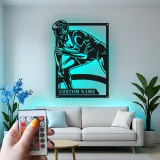 Custom Wrestler Led Light Metal Wall Art Personalized Gift for Athletes Gym or Sports Room Decor