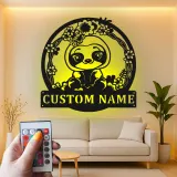 Custom Baby Sloth LED Metal Sign | Floral Nursery Wall Art | Personalized Kids Room Decor | Light Up Animal Name Gift