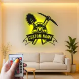 Personalisierte LED Metall-Wandkunst für Bergleute – Geschenk für Garage oder Werkstatt