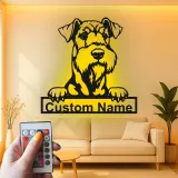 Décoration Murale en Métal LED Schnauzer Personnalisée | Panneau de Portrait d'Animal | Cadeau Moderne pour Amoureux des Chiens