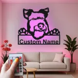 Cartel de metal LED de Schnauzer personalizado, regalo para amantes de los perros, decoración para el salón 1