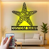 Personalized Starfish LED Sign | Custom Name Metal Wall Art | Ocean Inspired Decor for Beach House, Salon or Nursery