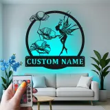Custom Fairy Metal Sign with LED | Personalized Name Wall Art for Girl's Bedroom | Magical Garden Decor Gift