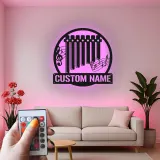Letrero de flauta de pan personalizado | Arte mural metálico LED | Decoración a medida con nombre para músicos | Iluminación para estudio y sala