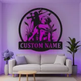 Personalisierte LED-Metall-Wandkunst mit Jagdhund und Ente – Geschenk für Jäger, Deko für Männerhöhle oder Ferienhaus