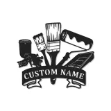 Personalized Painter Tools Sign | LED Metal Wall Art for Paint Shop | Custom Name Decor for Painting Contractor Gift