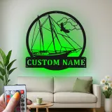 Personalized Sailboat Metal Wall Art | LED Nautical Ship Sign | Custom Sailor Gift & Coastal Home Decor