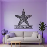 Personalized Starfish LED Sign | Custom Name Metal Wall Art | Ocean Inspired Decor for Beach House, Salon or Nursery
