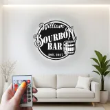 Custom Bourbon Bar Led Light Metal Wall Art Personalized Gift for Home Bar Man Cave Decor