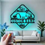 Décoration murale en métal LED de chantier personnalisée, cadeau unique pour les bâtisseurs, décoration de bureau pour les passionnés de construction