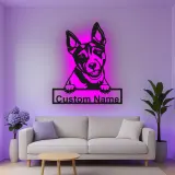 Personalisierte LED-beleuchtete Metall-Wandkunst mit Hundemotiv – Geschenk für Haustiereltern, Wohn- oder Eingangsbereich-Deko