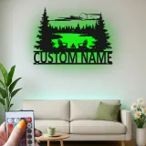 Personalisiertes Schild für das Ferienhaus | LED Metall-Wandkunst mit Adirondack-Stühlen | Individuelles Geschenk für die Hütte