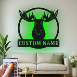 Custom Bull Moose LED Metal Sign | Rustic Wildlife Wall Art | Personalized Cabin Lodge Decor | Gift For Outdoorsmen