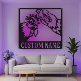 Insegna in metallo LED Duo Pollo Personalizzata Regalo per Cucina o Decorazione da Fattoria