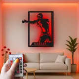 Insegna in metallo personalizzata con Boxer e luce LED regalo per appassionati di boxe decorazione per palestra o man cave 1