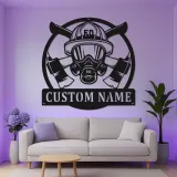 Personalized Firefighter Sign | Custom LED Metal Wall Art | Fireman Helmet Decor for Firehouse & Home | Hero Gift