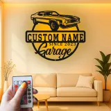 Custom Muscle Car Led Light Metal Wall Art Personalized Garage Gift for Car Enthusiasts Man Cave Decor 5
