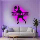 Insegna in metallo personalizzata per Giocatore di Pickleball con Luce LED Regalo Sportivo per Atleti Decorazione per Sala Giochi