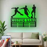 Insegna in Metallo Personalizzata per Calciatore | Arte Murale LED con Nome Personalizzato | Decorazione per Stanza di Gioco per Atleti | Regalo per Ragazzo Adolescente
