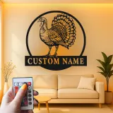 Insegna in metallo LED personalizzata con tacchino - Regalo di ringraziamento, decorazione per cucina o sala da pranzo