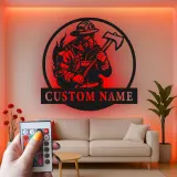 Panneau Métallique LED Personnalisé pour Pompier | Décoration Murale Personnalisée pour Pompier | Décor pour Premier Intervenant pour Caserne ou Man Cave