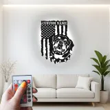 Rottweiler Metal Wall Art | Personalized LED Name Sign | Patriotic American Flag Decor | Custom Dog Lover Gift