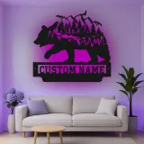 Décoration murale en métal personnalisée avec éclairage LED Forêt d'Ours Cadeau pour Amateurs de Nature Décor de Cabane 1