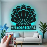 Panneau LED en forme de coquillage personnalisé | Décoration murale en métal sur mesure | Décor nautique pour maison de plage | Cadeau pour maison côtière