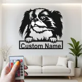 Custom Japanese Chin Led Light Metal Wall Art Personalized Dog Lover Gift Living Room Pet Decor