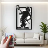 Insegna LED Personalizzata per Giocatore di Lacrosse | Insegna in Metallo Personalizzata | Decorazione per Camera da Ragazzo & Regalo Sportivo per Atleta | LAZERDIZAYN.CO
