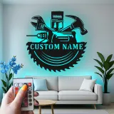 Custom Tool Set Led Light Metal Wall Art Personalized Gift for Handyman Garage or Workshop Decor 2