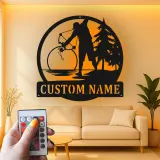 Custom Bow Hunter Led Light Metal Wall Art Personalized Gift for Archery Enthusiasts Rustic Cabin Decor