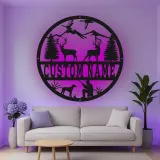Décoration murale en métal personnalisée avec rétroéclairage - Cadeau pour chasseurs - Décoration de cabane rustique