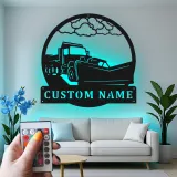 Snow Plow Truck Metal Sign | Custom LED Garage Wall Art | Personalized Gift for Driver | Heavy Duty Vehicle Decor