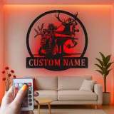 Décoration murale en métal personnalisée pour chasseur à l'arc avec rétroéclairage LED - Cadeau pour les passionnés de tir à l'arc
